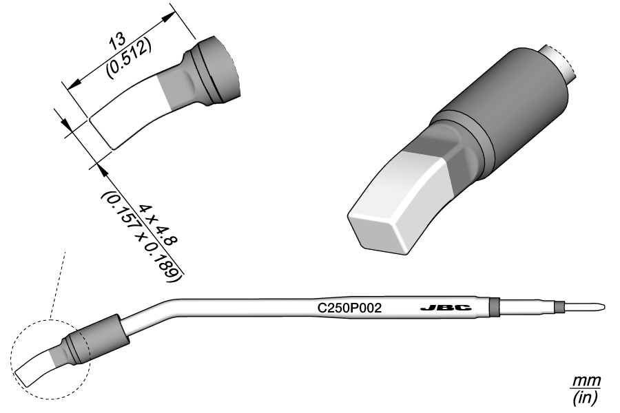 C250P002 - Chisel Bent Cartridge 4.8 x 4